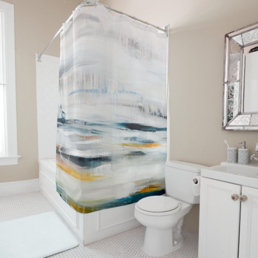 Abstracte moderne schilderachtergrond. Hedendaags Douchegordijn (In situ)