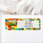 Abstracte moderne schilderachtige huizen op heuvel etiket (Insitu)