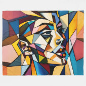 Abstracte Moderne Schilderende Vrouw Fleece Deken (Voorkant (Horizontaal))