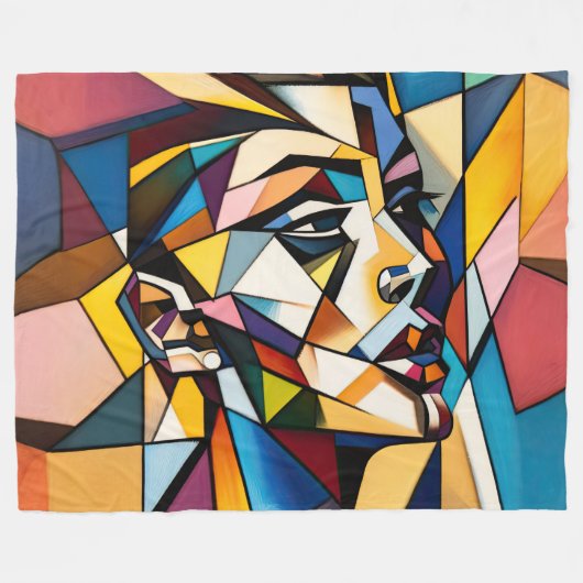 Abstracte Moderne Schilderende Vrouw Fleece Deken (Voorkant (Horizontaal))