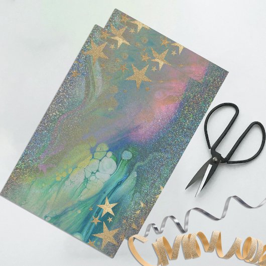 Abstracte Moderne Sterren Glitter Vloeibare Decoup Tissuepapier