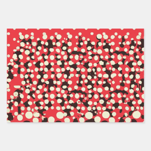 Abstracte moderne Stippen zwart en rood Inpakpapier Vel (Voorkant 3)