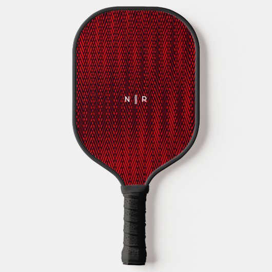 Abstracte moderne stripes rode elegante monogram pickleball paddle (Achterkant)