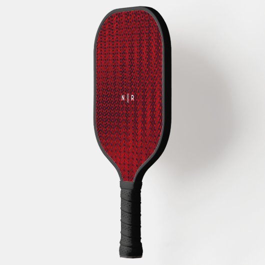Abstracte moderne stripes rode elegante monogram pickleball paddle (Links)