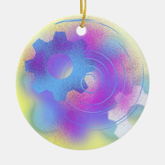 Abstracte Moderne Tandwiel Keramisch Ornament (Voorkant)