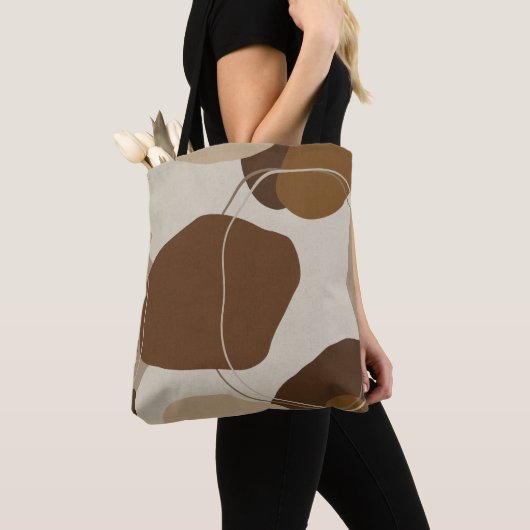 Abstracte moderne terracotta vormen tote bag (Dichtbij)