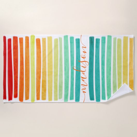 Abstracte moderne tropische kleuren penseelstreken strandlaken (Voorkant)