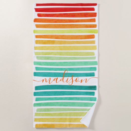 Abstracte moderne tropische kleuren penseelstreken strandlaken (Voorkant)