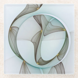 Abstracte moderne turquoise bruine gouden elegant glazen onderzetter