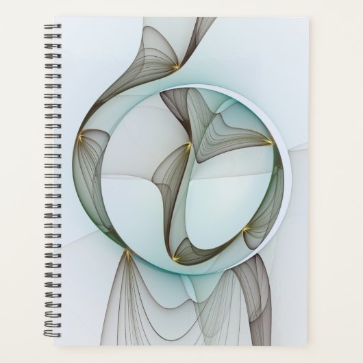 Abstracte moderne turquoise bruine gouden elegant planner (Voorkant)