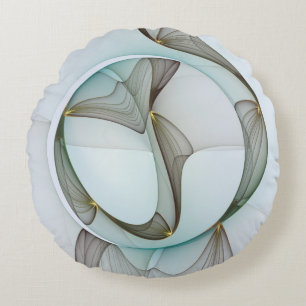 Abstracte moderne turquoise bruine gouden elegant rond kussen