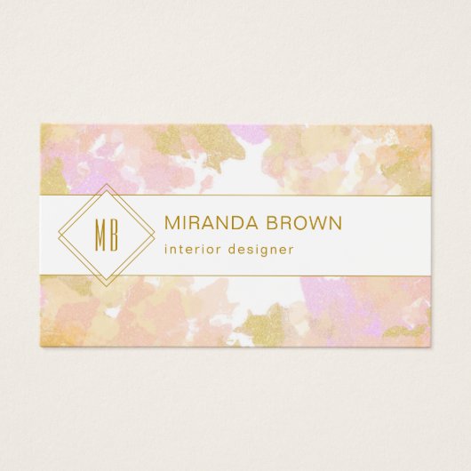 Abstracte, moderne unieke Waterverf Logo roze goud Visitekaartje (Voorkant)