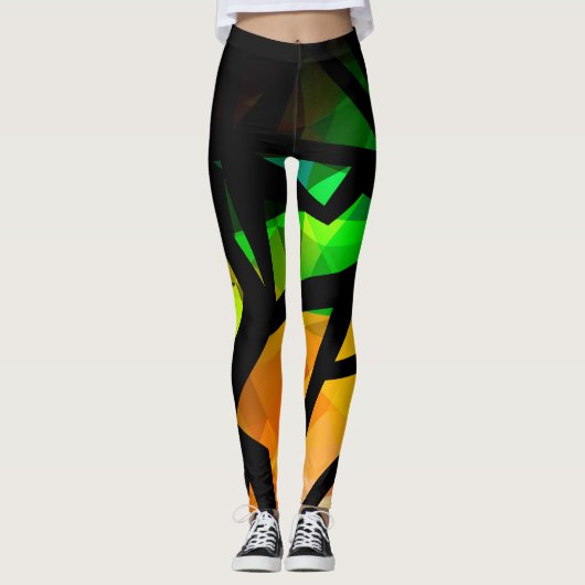 Abstracte moderne, veelhoekige, geometrische dar leggings (Voorkant)
