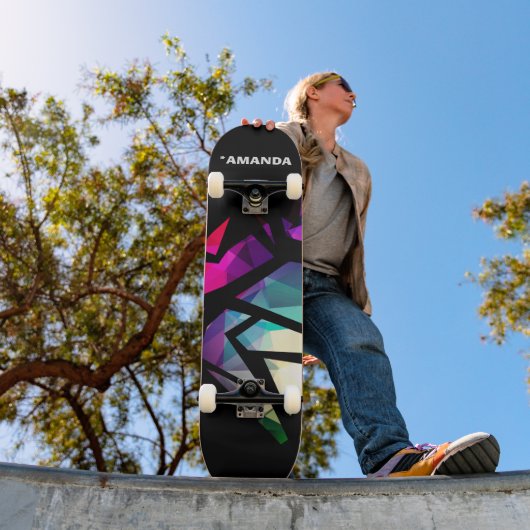 Abstracte moderne veelhoekige geometrische graffit persoonlijk skateboard (Buiten 1)