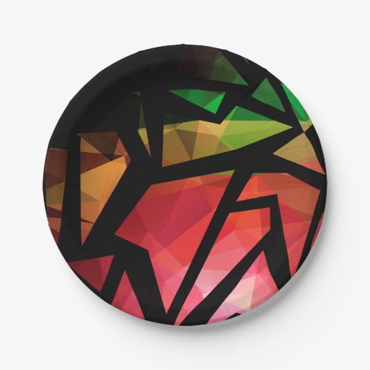 Abstracte moderne veelhoekige graffiti geometrisch papieren bordje (Voorkant)