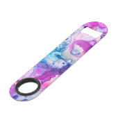 *~* Abstracte moderne Violet Roze Paarse Waterverf Speed Flessenopener (Voorkant Gekanteld)