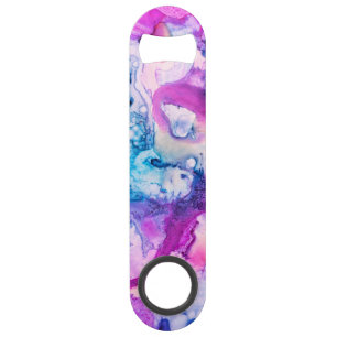 *~* Abstracte moderne Violet Roze Paarse Waterverf Speed Flessenopener