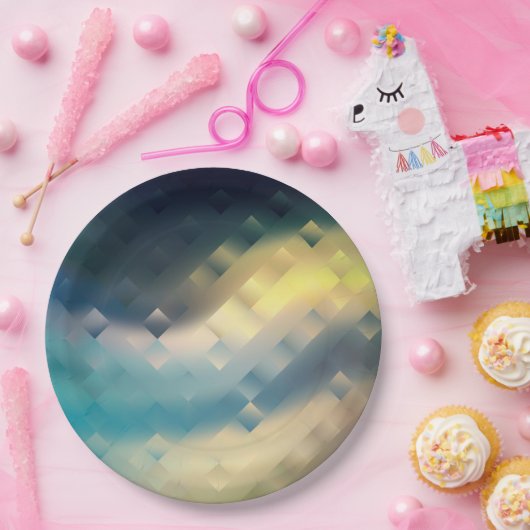 Abstracte moderne vloeistof met zachte gradiënt wa papieren bordje (Feest)