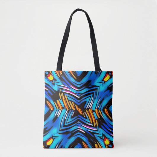 Abstracte moderne vloeistofgolven blauw n tote bag (Voorkant)