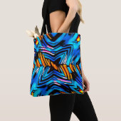 Abstracte moderne vloeistofgolven blauw n tote bag (Dichtbij)