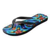 Abstracte moderne vloeistofgolven blauw teenslippers (Schuin)