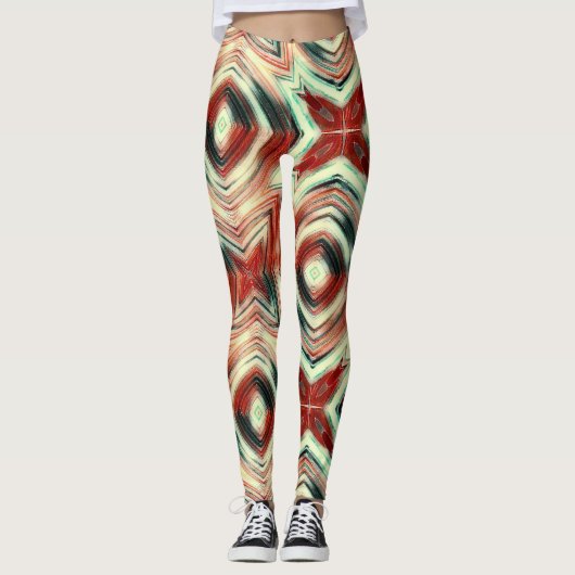 Abstracte moderne vloeistofgolven bruin leggings (Voorkant)