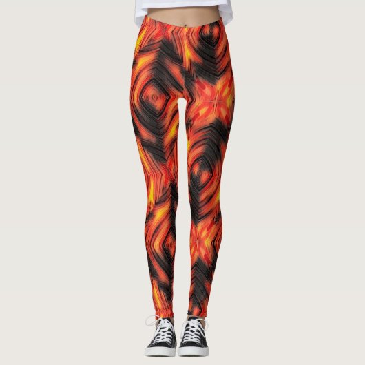 Abstracte moderne vloeistofgolven bruin leggings (Voorkant)