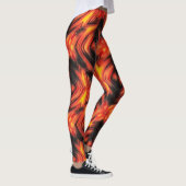 Abstracte moderne vloeistofgolven bruin leggings (Rechts)