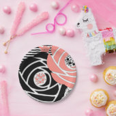 Abstracte moderne vormen bloemen bloemkoraalzwart papieren bordje (Feest)