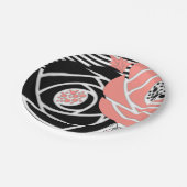 Abstracte moderne vormen bloemen bloemkoraalzwart papieren bordje (Gekanteld)