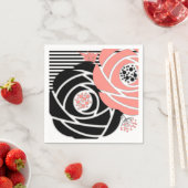 Abstracte moderne vormen bloemen bloemkoraalzwart servet (Insitu)