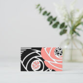 Abstracte moderne vormen bloemen bloemkoraalzwart visitekaartje (Staand voorkant)