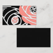 Abstracte moderne vormen bloemen bloemkoraalzwart visitekaartje (Voorkant / Achterkant)
