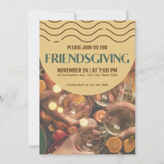 Abstracte moderne Vriendschap Thanksgiving Diner Kaart (Voorkant)