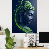 Abstracte moderne wandkunst | Boeddha profiel port Poster (Thuiskantoor)