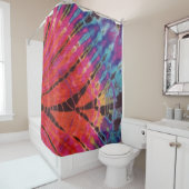 Abstracte moderne, warme roze zwarte batikkleursto douchegordijn (In situ)
