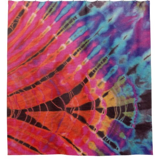 Abstracte moderne, warme roze zwarte batikkleursto douchegordijn (Voorkant)