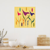 Abstracte Moderne Waterverf Calla Lily Impression Poster (Keuken)