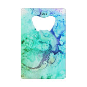*~ Abstracte moderne Waterverf groen turquoise Creditkaart Flessenopener (Voorkant)