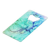 *~ Abstracte moderne Waterverf groen turquoise Creditkaart Flessenopener (Voorkant Gekanteld)