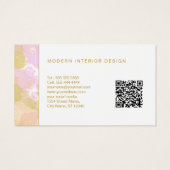Abstracte moderne Waterverf Logo roze Gold QR-code Visitekaartje (Achterkant)