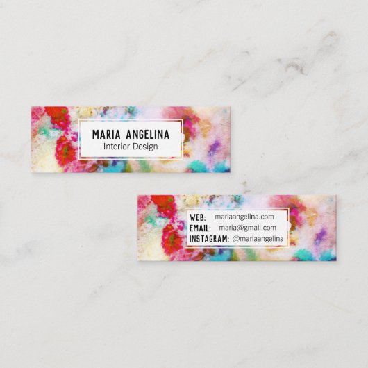 Abstracte Moderne Waterverf rood Mini Visitekaartje (Voorkant / Achterkant)