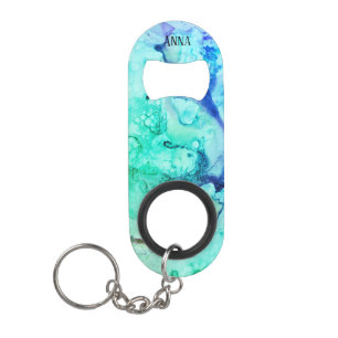 *~* Abstracte Moderne Waterverf Turquoise Green Mini Flessenopener