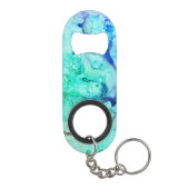 *~* Abstracte Moderne Waterverf Turquoise Green Mini Flessenopener (Achterkant)