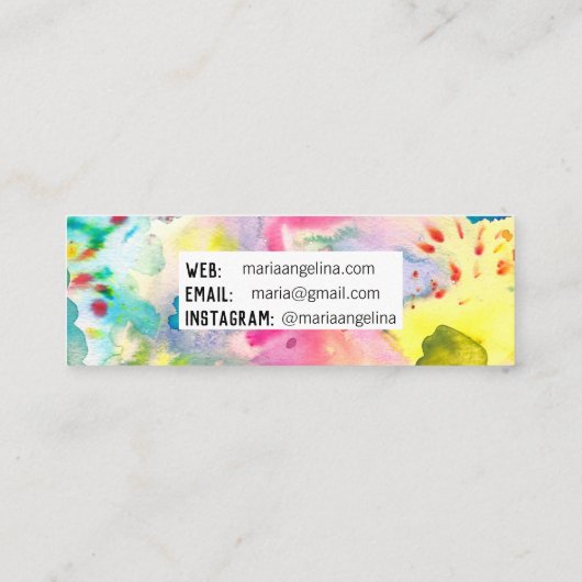 Abstracte Moderne Waterverf van de Splashes van CO Mini Visitekaartje (Achterkant)