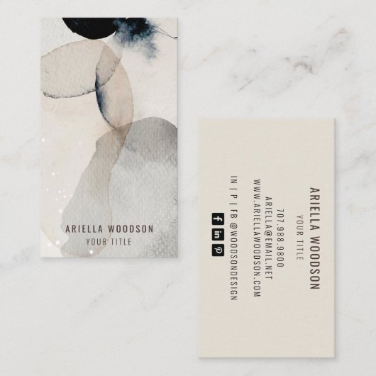 Abstracte moderne Waterverf Visitekaartje (Voorkant / Achterkant)
