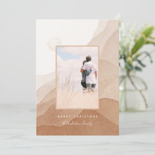 Abstracte moderne Waterverf - Zonnekerstpaar Kaart (Staand voorkant)