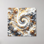 Abstracte moderne wervelende goud, zwart en wit canvas afdruk (Voorkant)