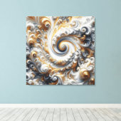 Abstracte moderne wervelende goud, zwart en wit canvas afdruk (Insitu (Houten vloer))