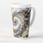 Abstracte moderne wervelende goud, zwart en wit latte mok (Rechterhoek)